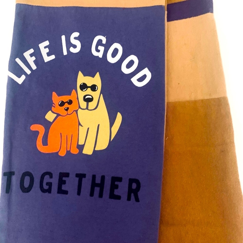Life is Good scarf flannel dog cat theme